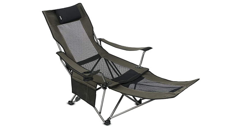 OUTDOOR LIVING SUNTIME Camping Folding Portable Mesh Chair with Footrest